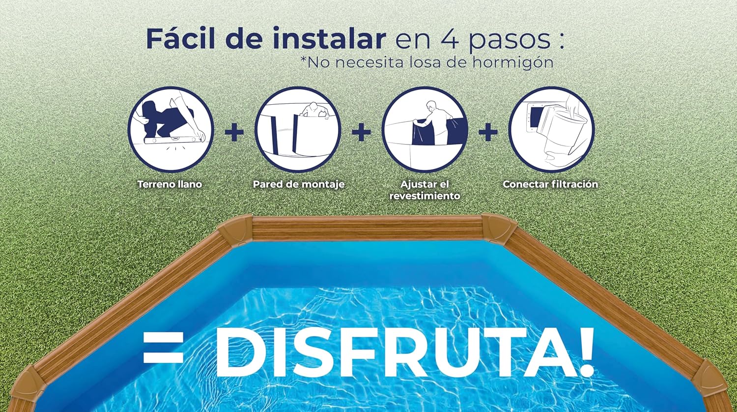 Gre KIT300W Piscina de aço elevada, redonda com aspeto de madeira, piscinas removíveis para jardim, 300 x 120 cm, pacífico