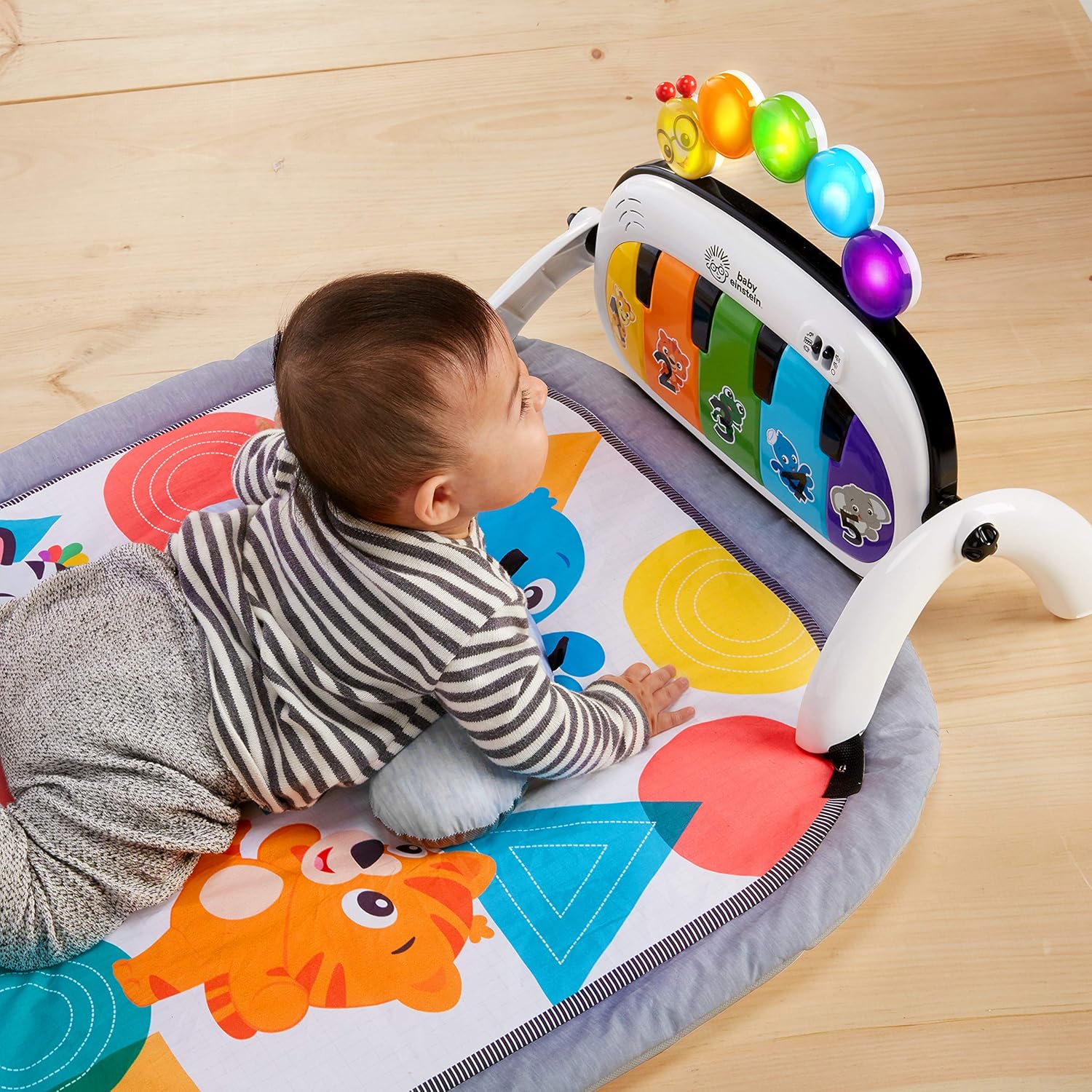 Baby Einstein, Gimansio de Actividades Musical para bebés 4en1 Kickin' Tunes con Piano, 70+ sonidos, 25+ min de música y luces, arco de juego, 7 juguetes extraíbles, 4 idiomas, desde recién nacido