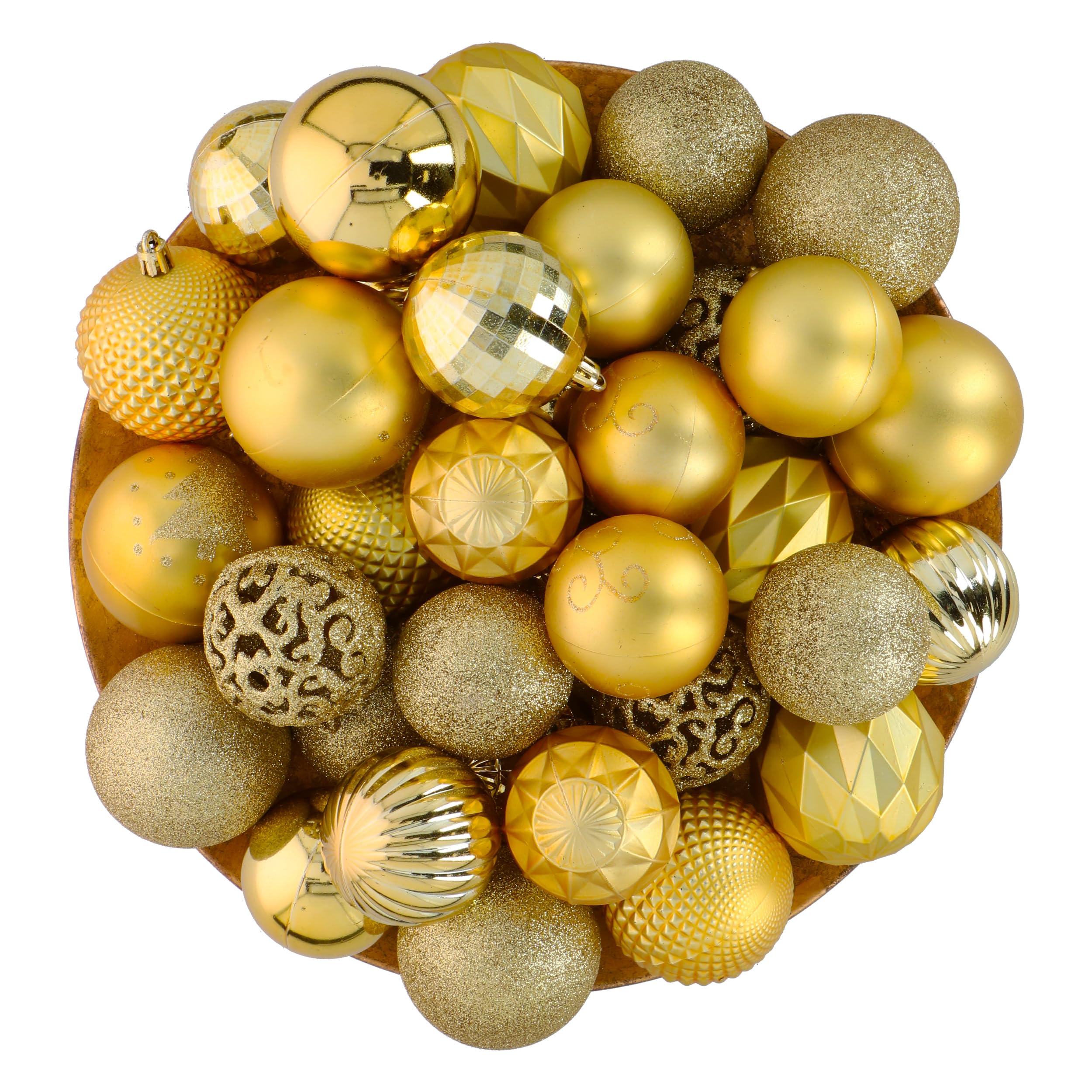 Giftsome 101 Bolas de Natal - enfeites natalícios bronze - decoração de Natal plástico - Ø 3/4/6 cm - para uso interior e exterior - mate, brilhante, brilhante e aberto