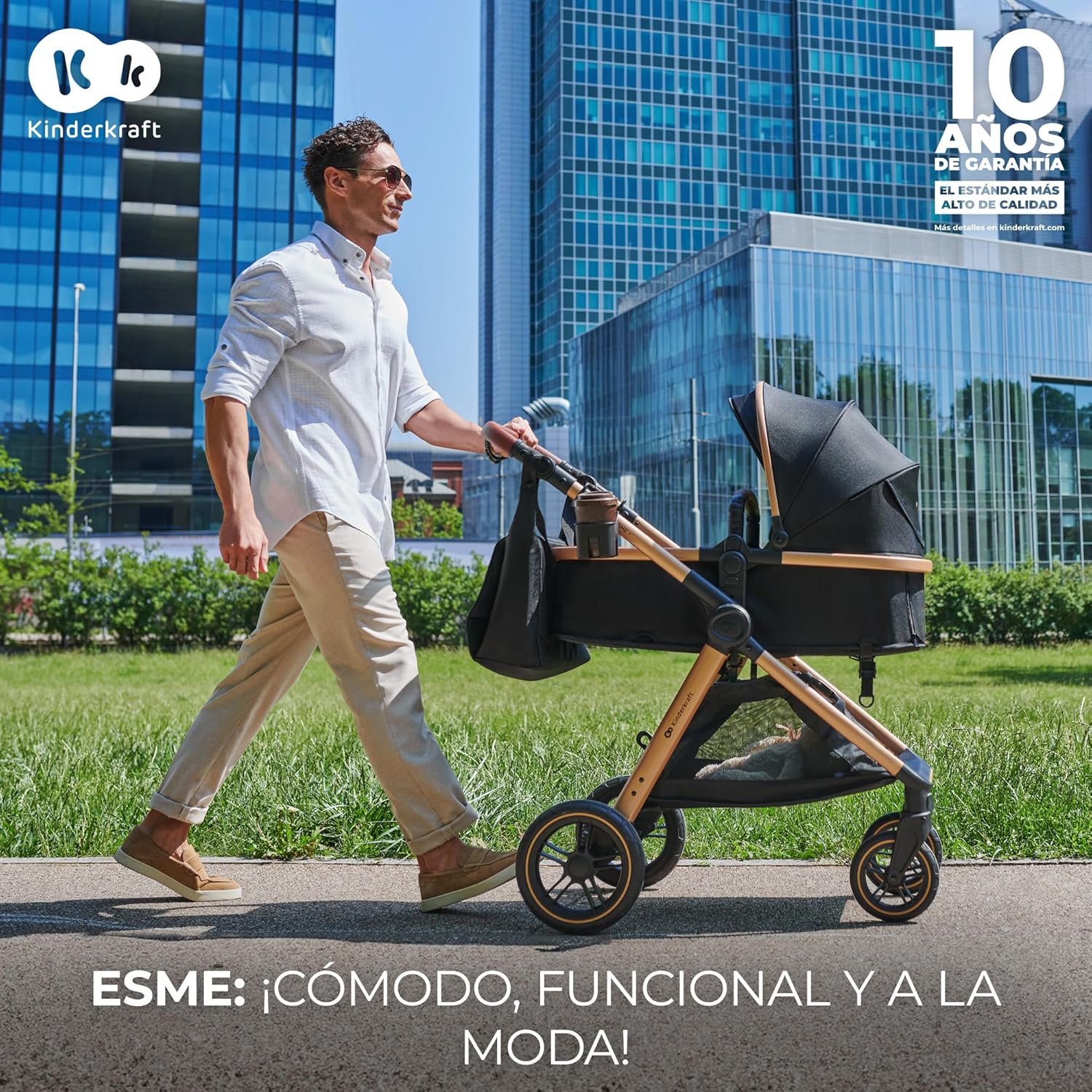 Kinderkraft ESME Cadeira de carro 3 em 1 conjunto, com porta-bebés Mink PRO I-Size, sistema de viagem, carrinho para bebé, carrinho, dobrável, para recém-nascido até 4 anos, preto