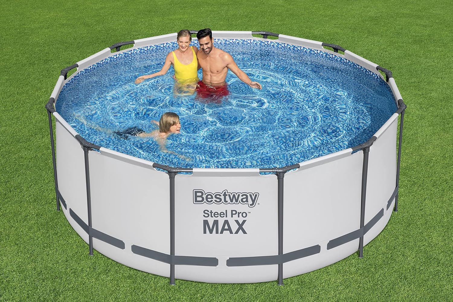 Bestway Steel Pro MAX Frame - Piscina Completa con Bomba de Filtro (diámetro 366 x 122 cm), Color Gris Claro