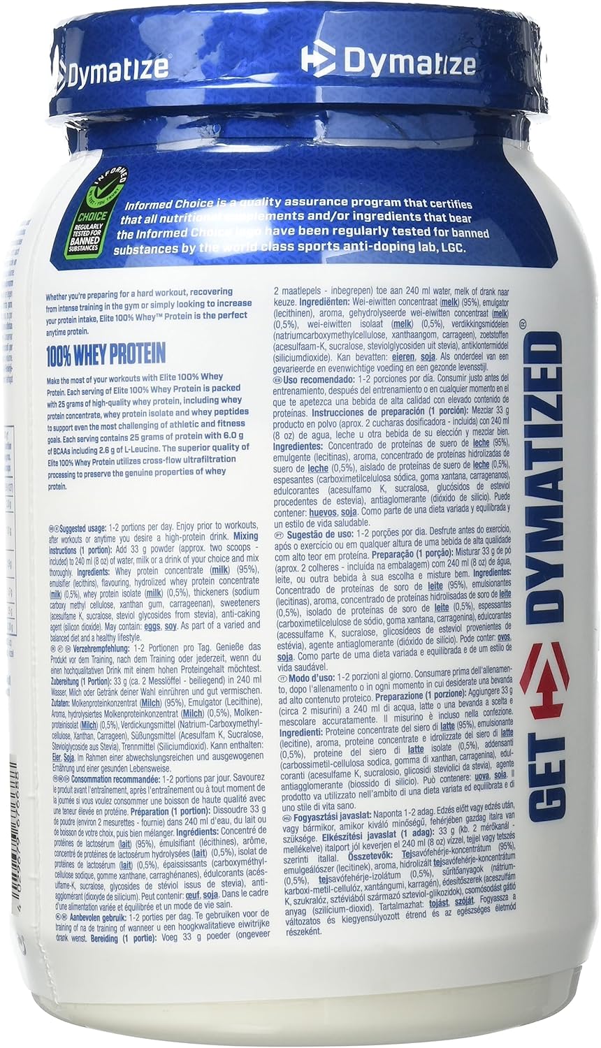 Dymatize Elite 100 % Whey Gourmet baunilha 932 g - Pulverizador de almofada adequada e baixo açúcar proteção de soro e BCAA
