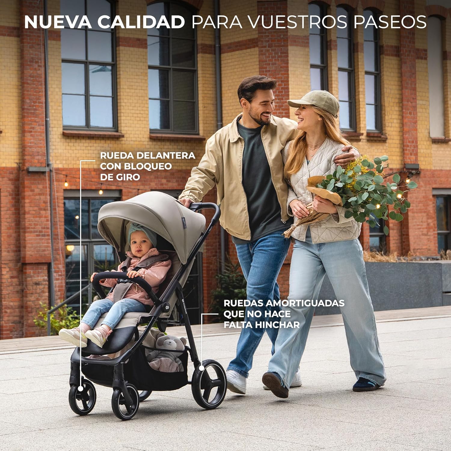 Kinderkraft TRIG 3, cadeira de passeio, leve e gerenciável, suspensão, cinto de 5 pontos, apoio para os pés, ajustável, carga máxima de 25 kg, preto