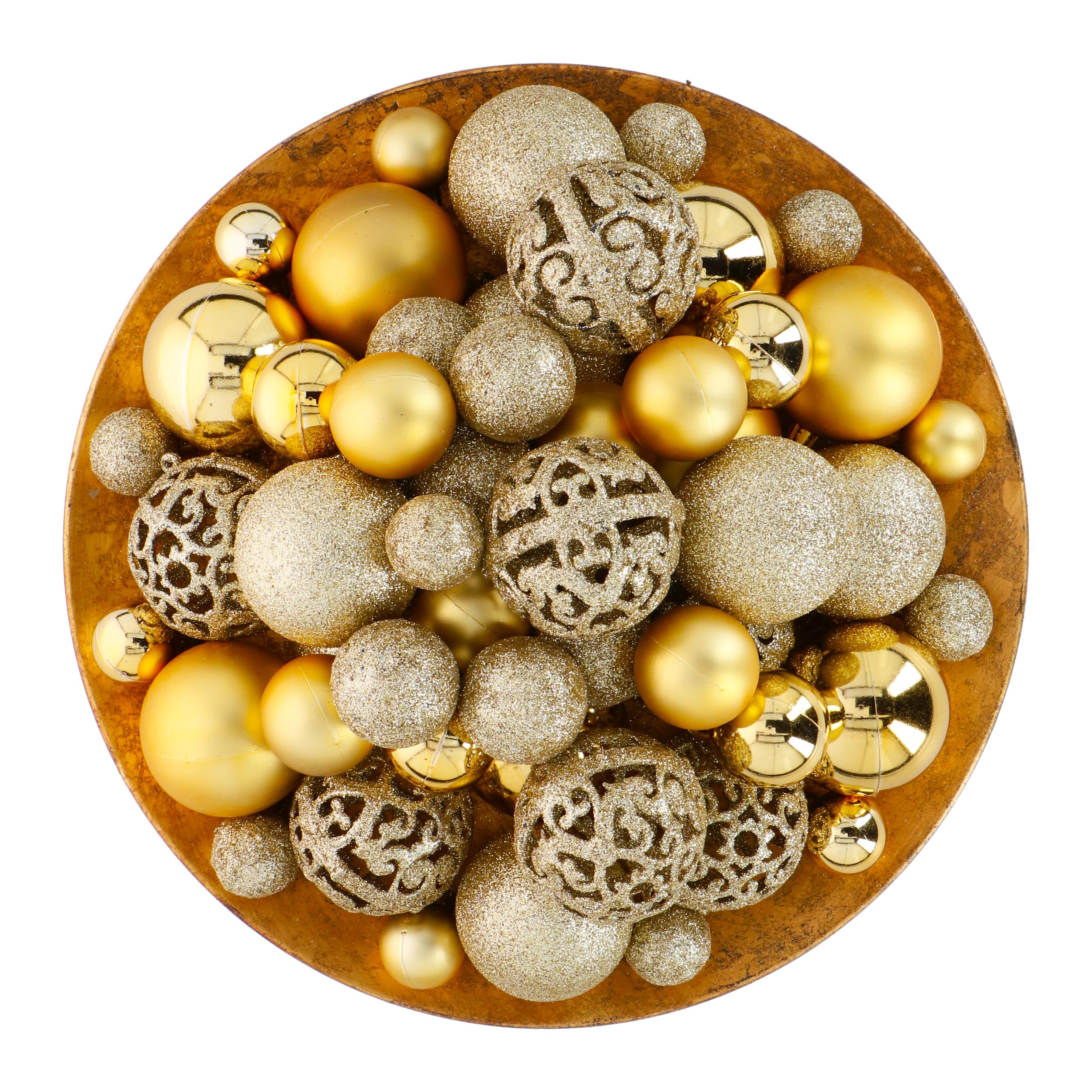 Giftsome 101 Bolas de Natal - enfeites natalícios bronze - decoração de Natal plástico - Ø 3/4/6 cm - para uso interior e exterior - mate, brilhante, brilhante e aberto