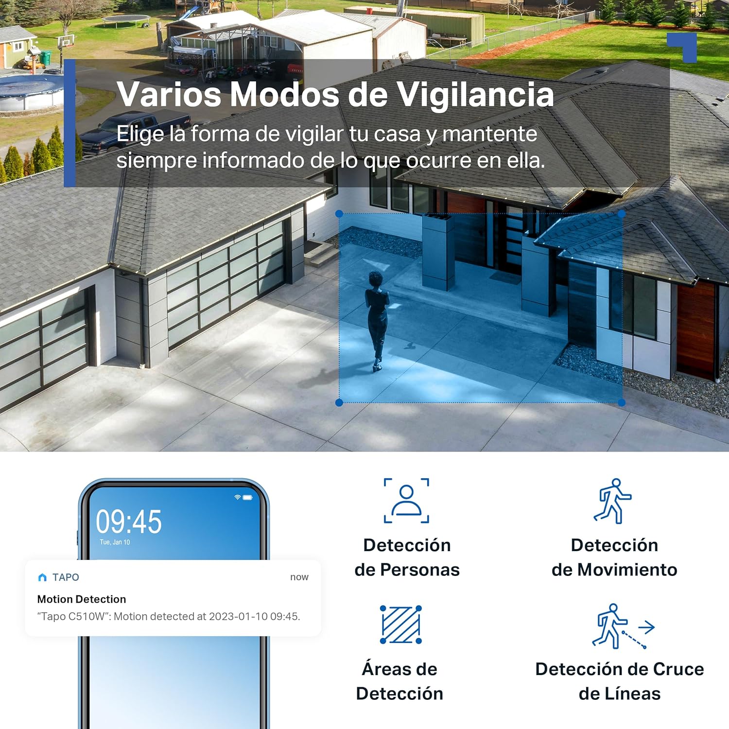 Tapo C510W - Cámara de vigilancia Wi-FI para Exteriores de 360º, visión Nocturna a Todo Color de 2k (3MP), detección de Personas con IA, Seguimiento de Movimiento Inteligente, IP65