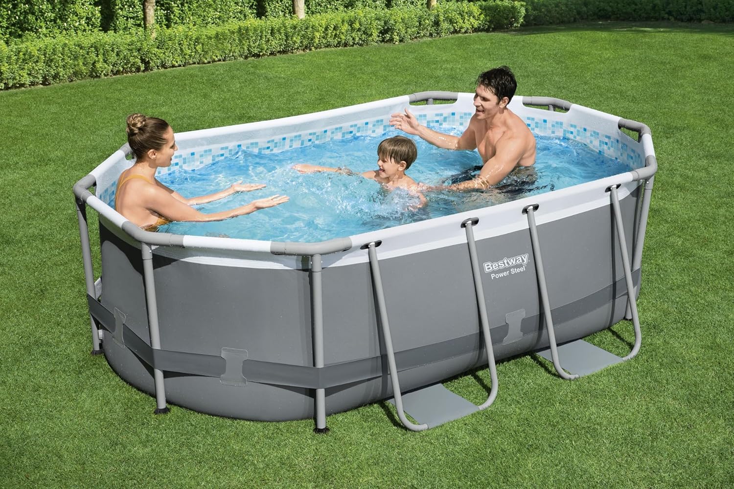 BESTWAY 5614A - Piscina Desmontable Tubular Power Steel Oval 305x200x84 cm con Depuradora Cartucho 1.249 L/H