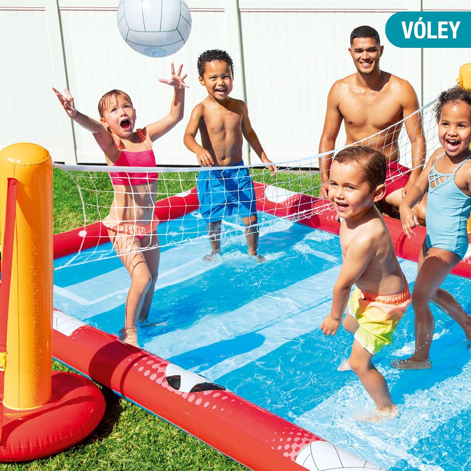 Intex 57147NP - Centro de jogos aquáticos insuflável INTEX, para crianças, medidas 325 x 267 x 102 cm, 470 litros, voleibol, futebol, basquetebol e beisebol, a partir dos 3 anos