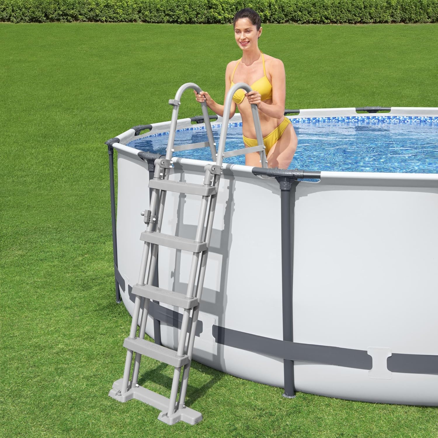 Bestway Steel Pro MAX Frame - Piscina Completa con Bomba de Filtro (diámetro 366 x 122 cm), Color Gris Claro