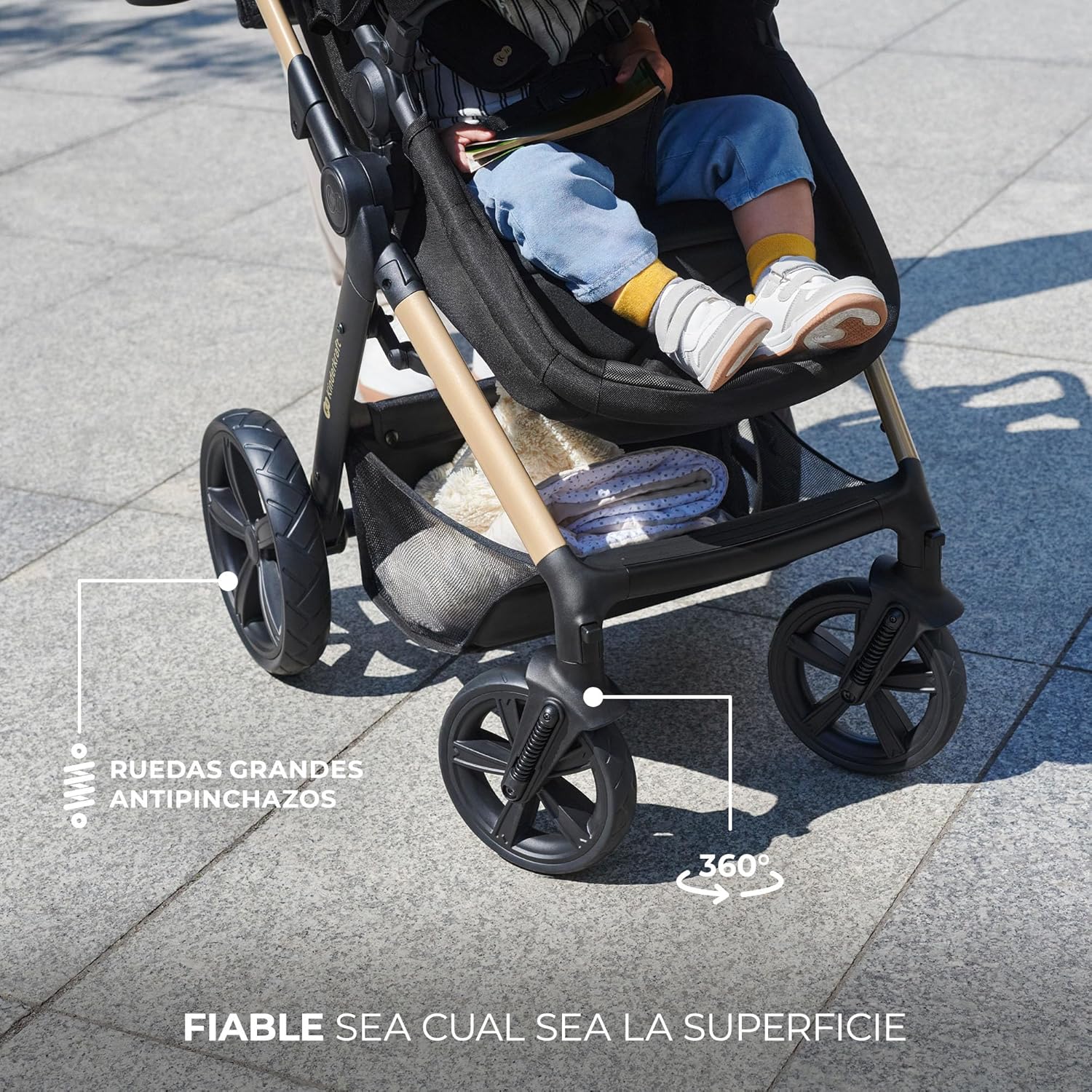 Kinderkraft MOOV2 Carrinho de bebé 3 em 1, EVA, Mink PRO I-Size, sistema de viagem, carrinho para bebé, carrinho de passeio, dobrável, para recém-nascido, desde o nascimento até aos 3 anos, cinzento