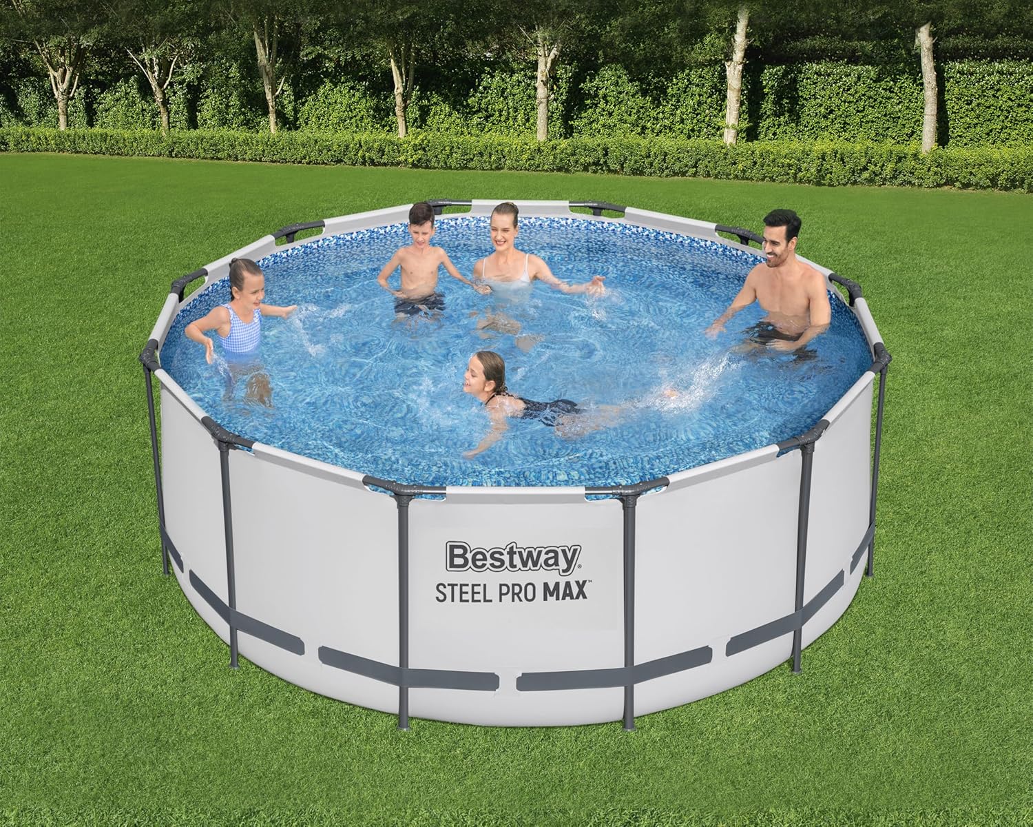 Bestway Steel Pro MAX Frame - Piscina Completa con Bomba de Filtro (diámetro 366 x 122 cm), Color Gris Claro