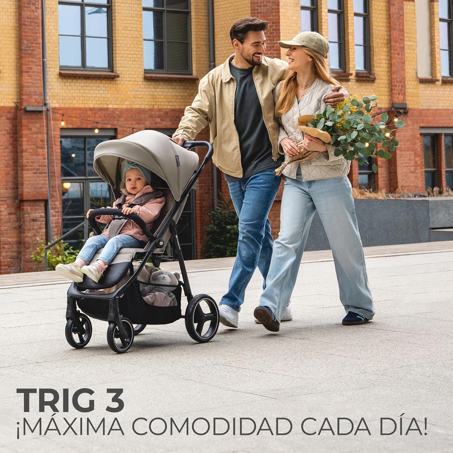 Kinderkraft TRIG 3, cadeira de passeio, leve e gerenciável, suspensão, cinto de 5 pontos, apoio para os pés, ajustável, carga máxima de 25 kg, preto