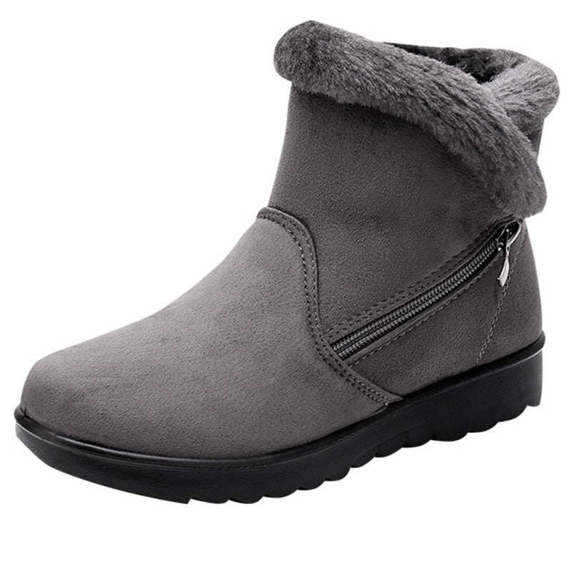 Sapatos de tecido quente para mulheres, botas de neve para idosos