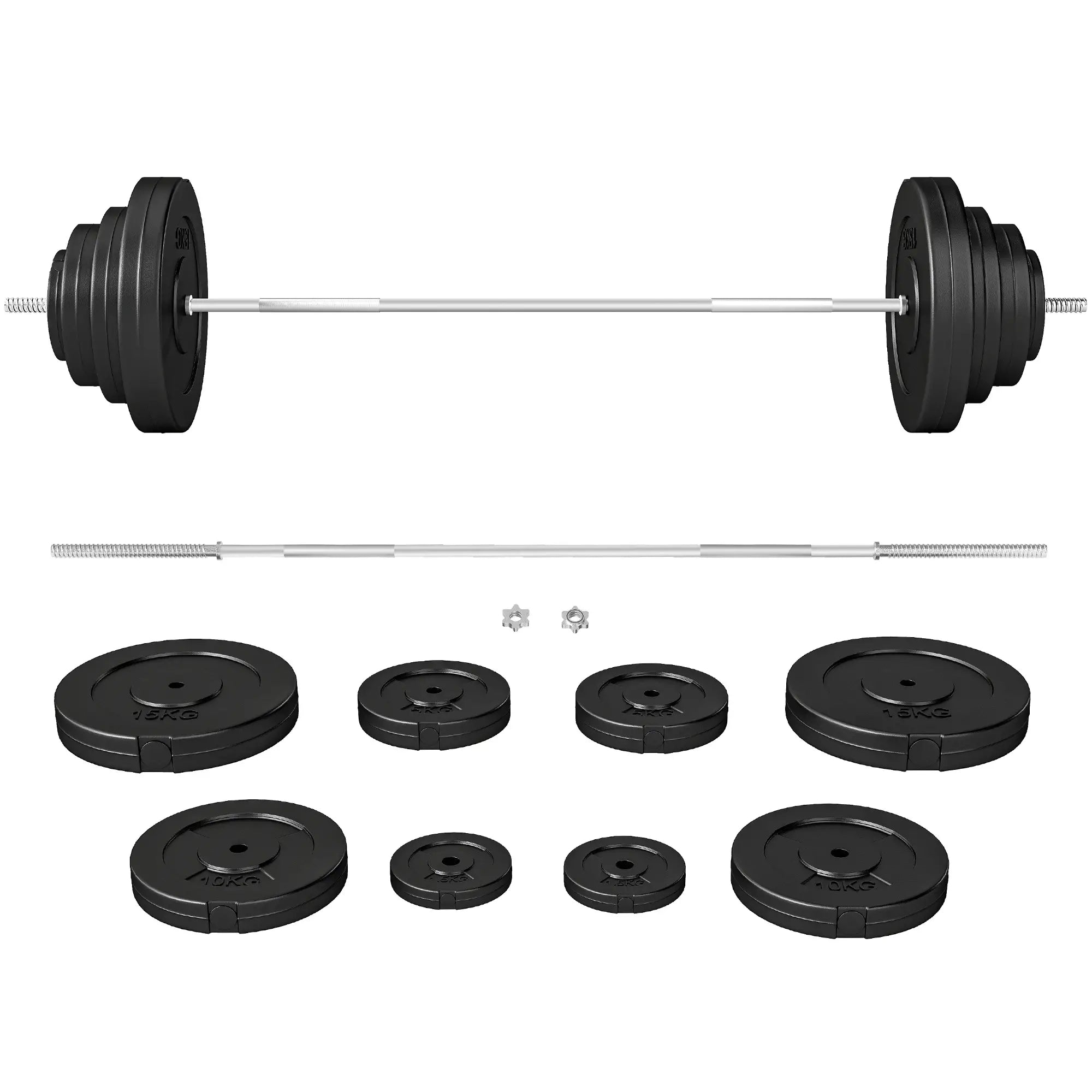 Barra de Pesos 70 kg com Discos Ajustáveis para Treino de Força