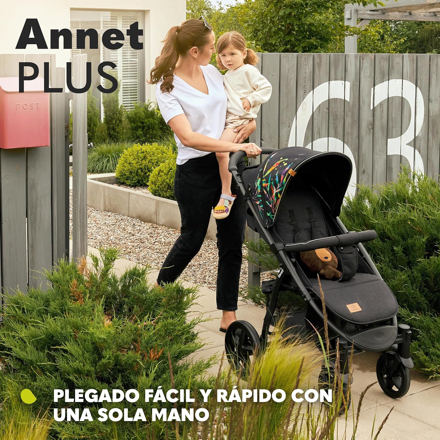 LIONELO Annet Cadeira de passagem para crianças até 22 kg 0-48 m ajuste do encosto até à posição horizontal capuz XXL dobrável fácil com janela mosquiteira (Lovin)