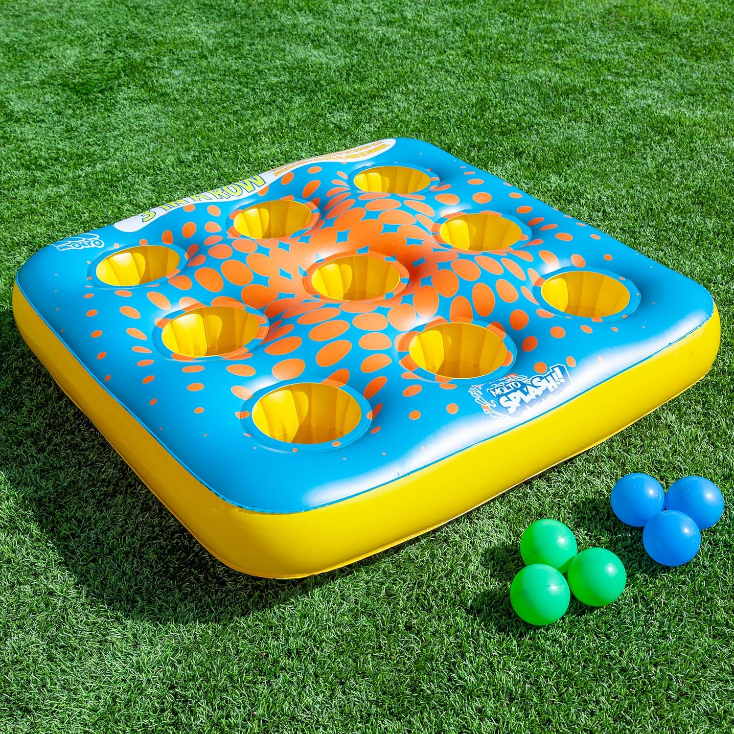 MOLTO 3 em riscas insufláveis de lançamento com 6 bolas, conjunto de exterior para crianças, jogo educativo insuflável para jardim e piscina, divertido e ativo