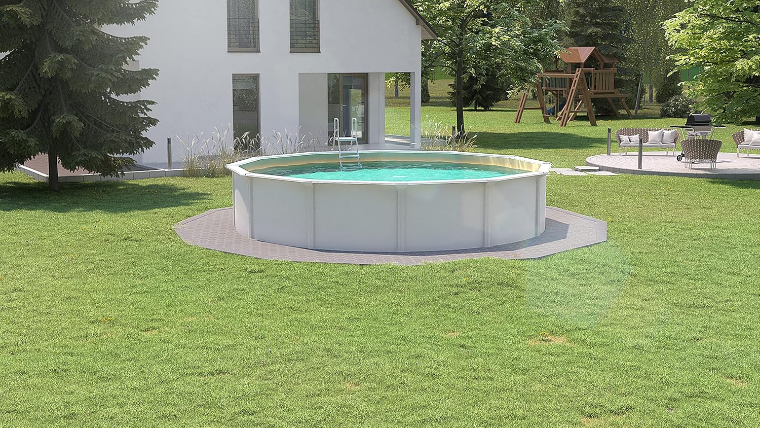 Steinbach Nuovo de Luxe II 012141SA – Piscina de parede de aço, Ø 360 x 120 cm, piscina robusta em branco para até 11 000 litros de água, com revestimento interior resistente à areia e