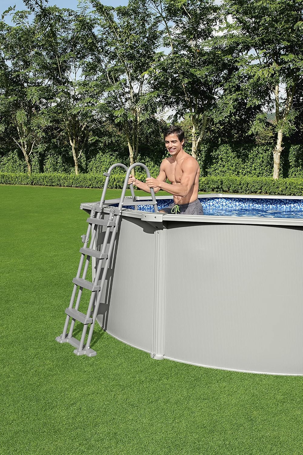 Bestway Hydrium - Piscina de Pared de Acero con Filtro de Arena, diámetro de 300 x 120 cm, Gris, Redonda