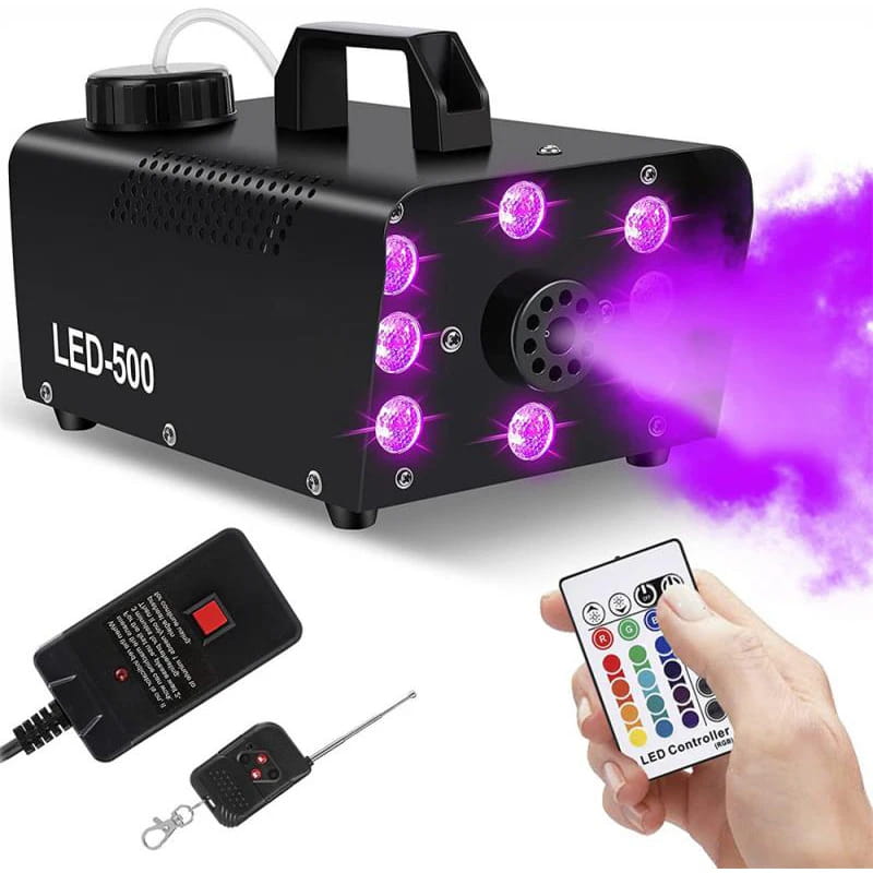 Máquina de fumo colorido de discoteca com 8/18 LEDs, 500 W RGB, ejetor de névoa de distância, DJ, Natal, festa de casamento, palco, efeitos de luz, máquina de espuma