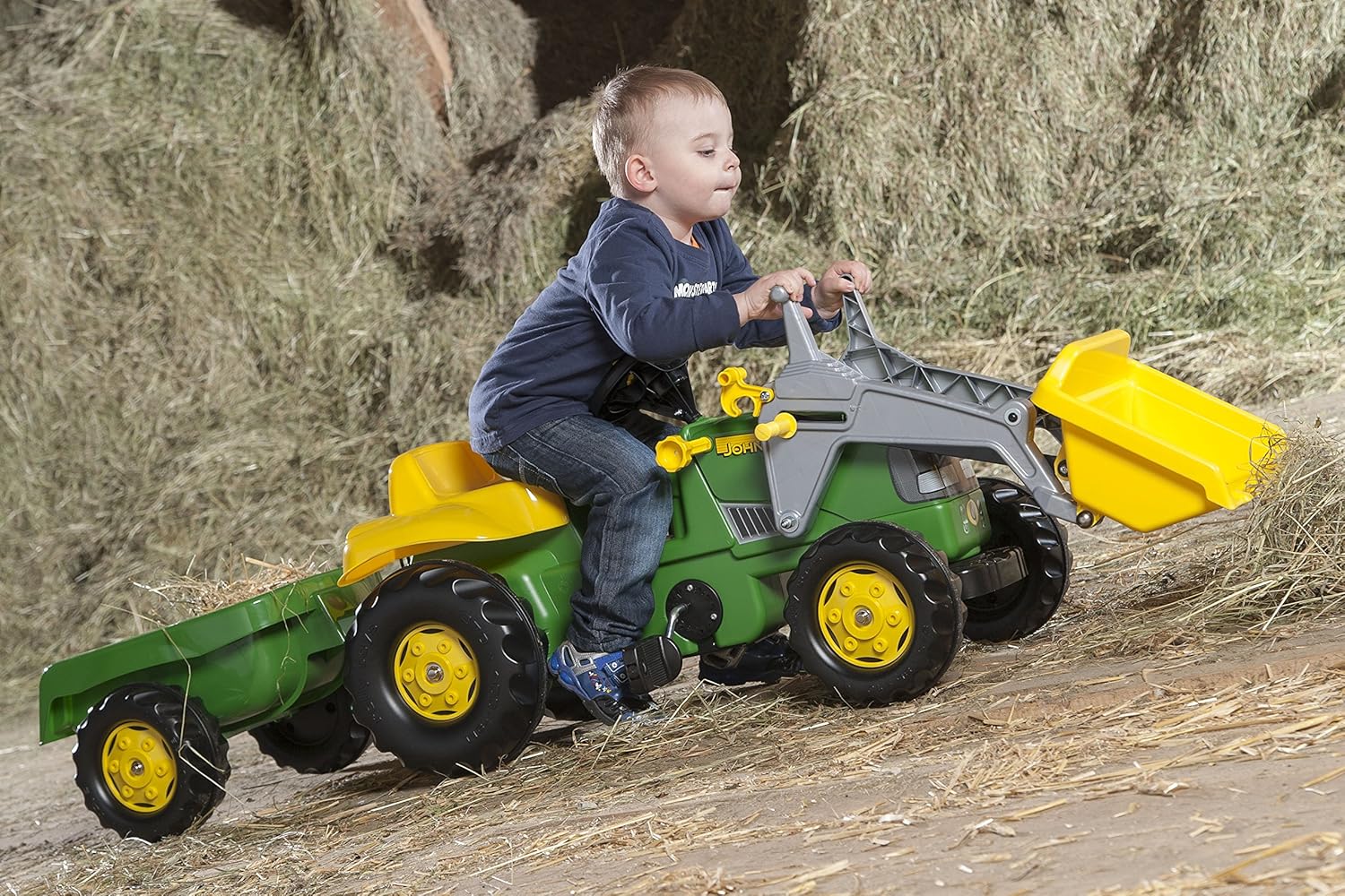 Rolly Toys 012190 - rollyKid John Deere (com reboque, direção da alavanca giratória, idade 2,5 - 5 anos, engate traseiro), verde