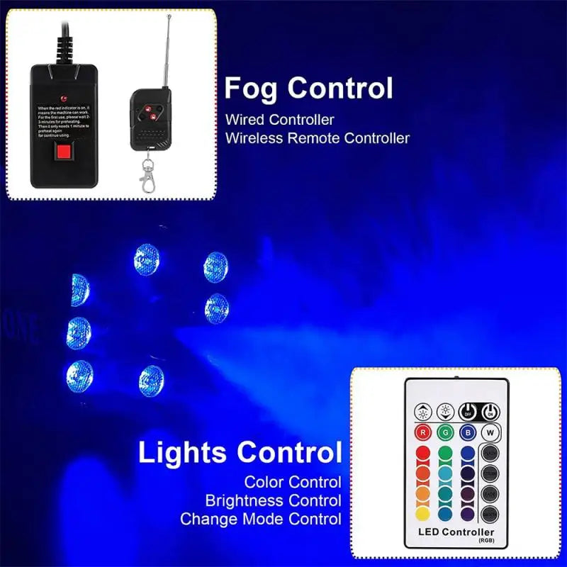 Máquina de fumo colorido de discoteca com 8/18 LEDs, 500 W RGB, ejetor de névoa de distância, DJ, Natal, festa de casamento, palco, efeitos de luz, máquina de espuma