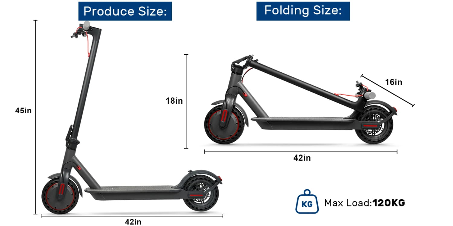 Scooter elétrica AOVOPRO Smart APP com motor potente de 350 W/500 W, alcance de 36 V/42 V, alcance de 25 a 45 km, para adultos, com duplo travão