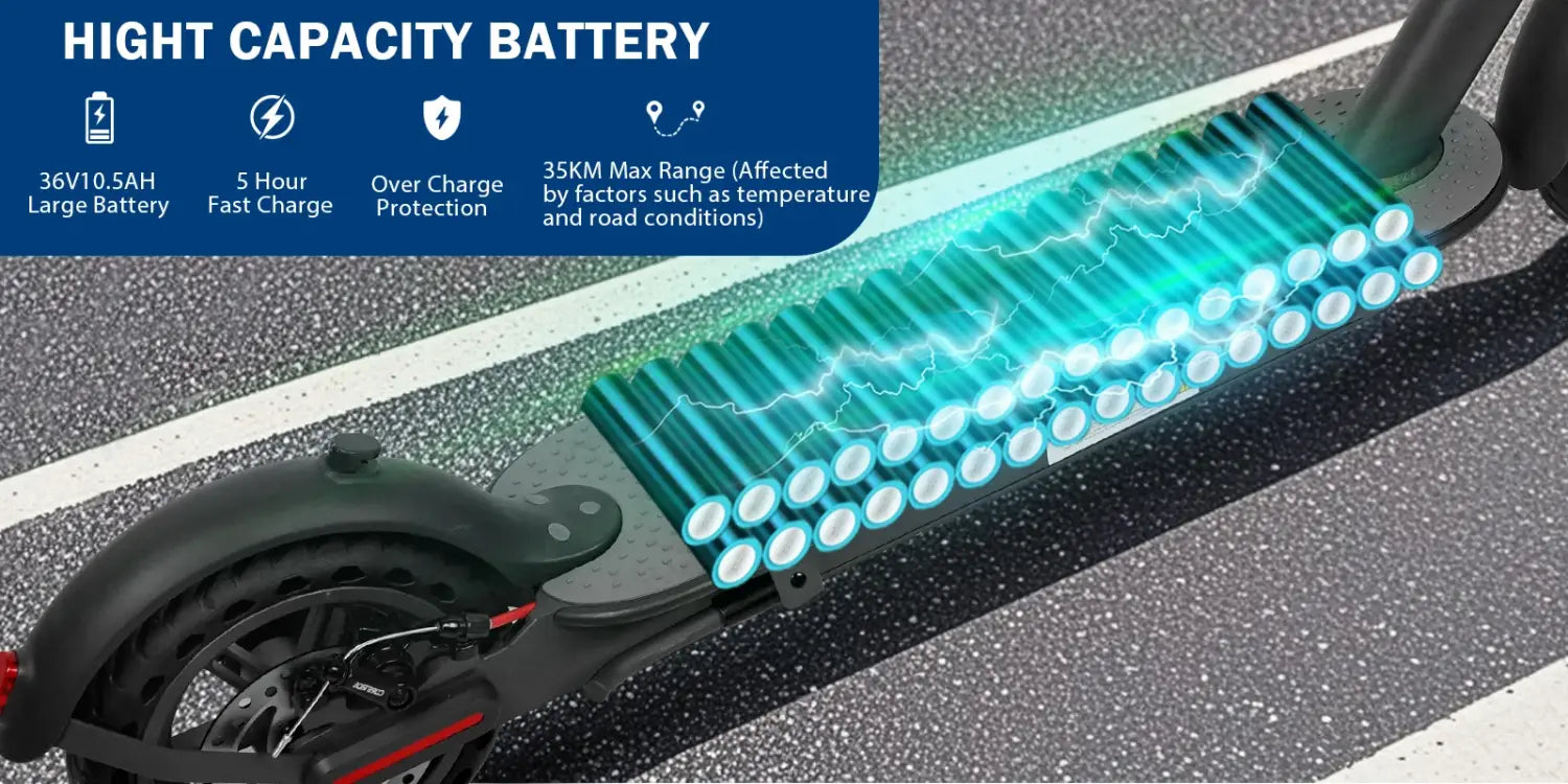 Scooter elétrica AOVOPRO Smart APP com motor potente de 350 W/500 W, alcance de 36 V/42 V, alcance de 25 a 45 km, para adultos, com duplo travão