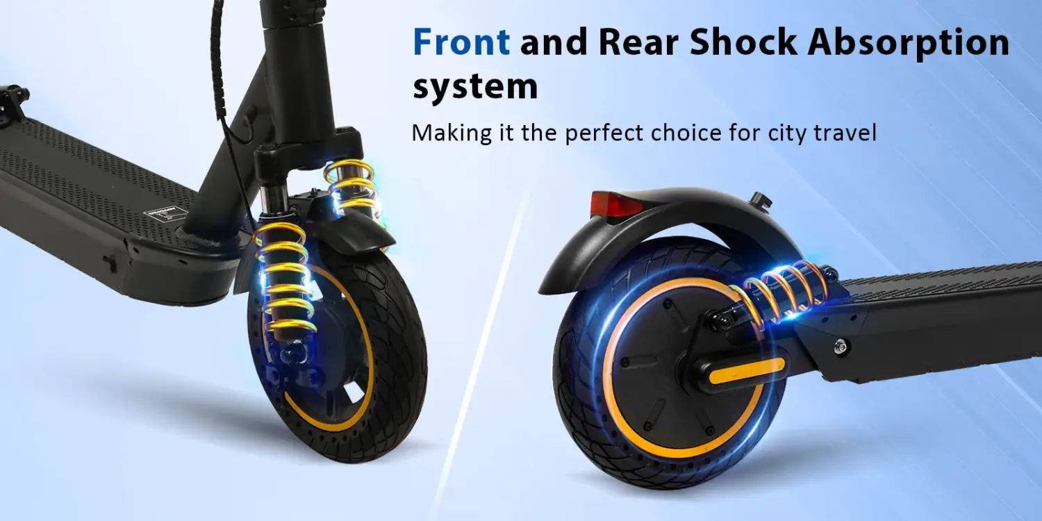 Scooter elétrica AOVOPRO Smart APP com motor potente de 350 W/500 W, alcance de 36 V/42 V, alcance de 25 a 45 km, para adultos, com duplo travão