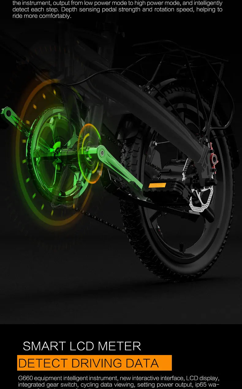 LANKELEISI G660 Bicicleta Elétrica Motor Brushless 500W Bateria de Lítio 48V12.8AH Bicicleta Elétrica Adulta Pneus de 20" City Fold E-bike
