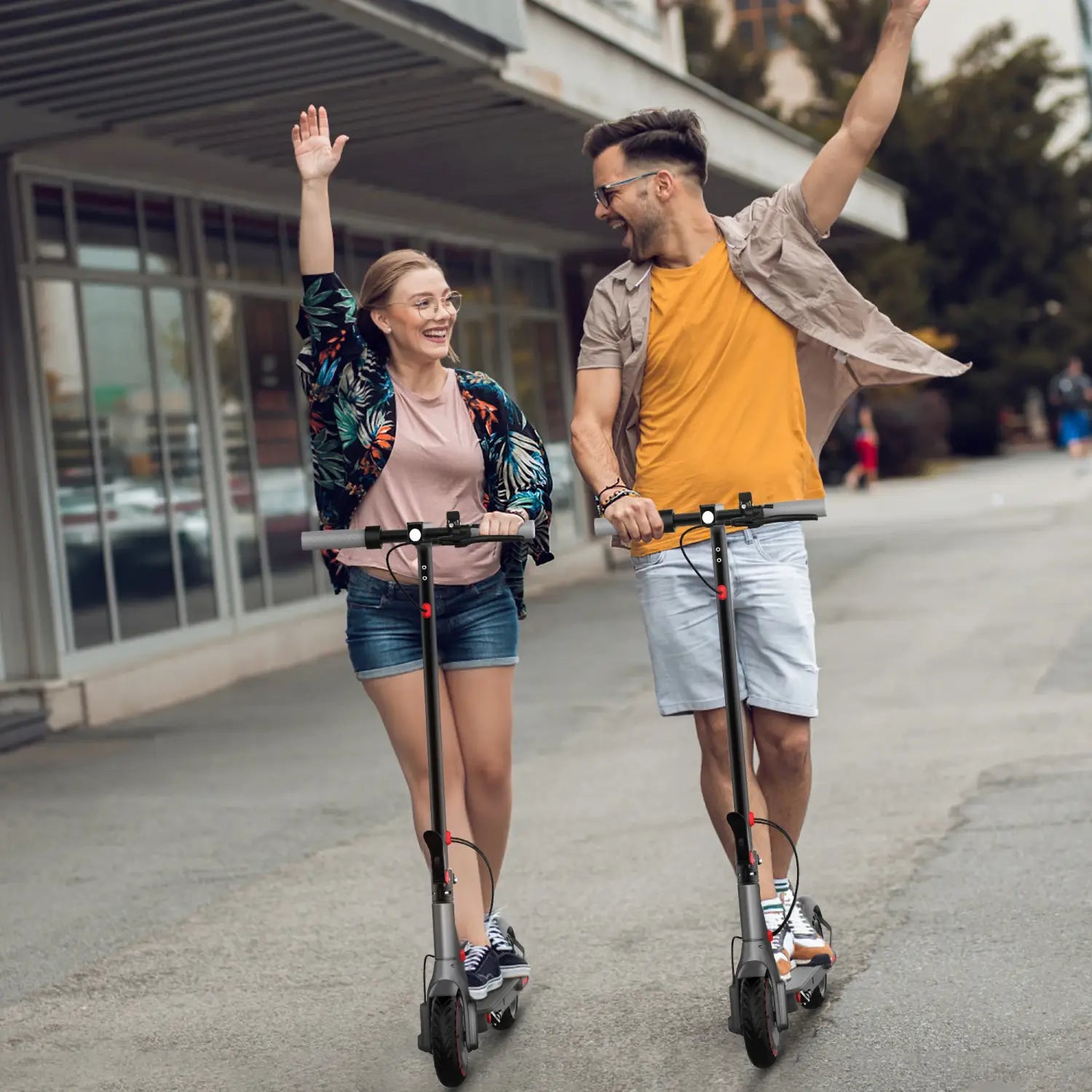 Scooter elétrica AOVOPRO Smart APP com motor potente de 350 W/500 W, alcance de 36 V/42 V, alcance de 25 a 45 km, para adultos, com duplo travão