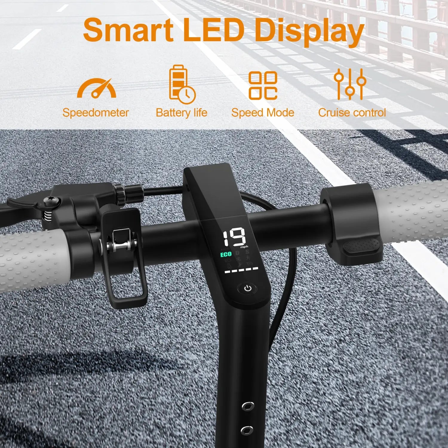 Scooter elétrica AOVOPRO Smart APP com motor potente de 350 W/500 W, alcance de 36 V/42 V, alcance de 25 a 45 km, para adultos, com duplo travão