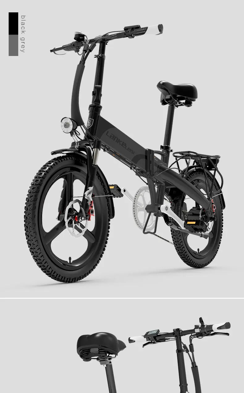 LANKELEISI G660 Bicicleta Elétrica Motor Brushless 500W Bateria de Lítio 48V12.8AH Bicicleta Elétrica Adulta Pneus de 20" City Fold E-bike