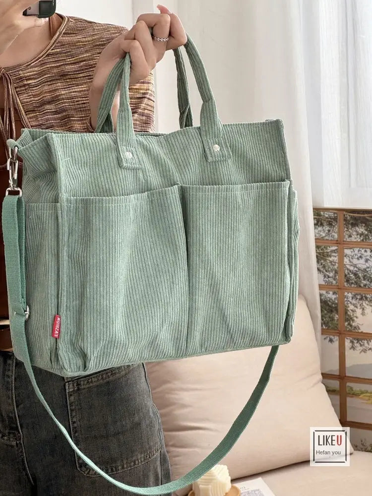 Bolsa de ombro de senhora em bombazine grosso com vários bolsos para o outono e inverno, bolsa de ombro simples para estudantes e lazer