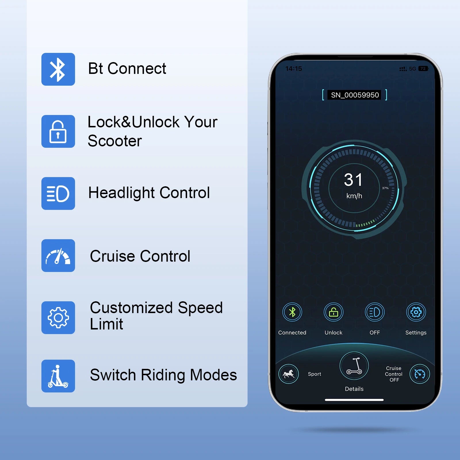 Scooter elétrica JUICEASE TX01 para adulto, potente motor de 7,8 Ah e 350 W, velocidade até 31 km/h, scooter elétrica com aplicação inteligente e chips 5.2