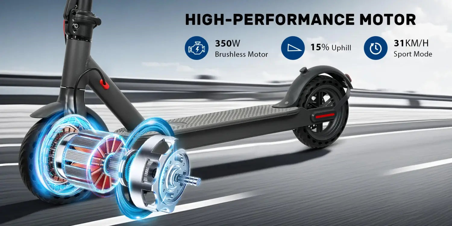 Scooter elétrica AOVOPRO Smart APP com motor potente de 350 W/500 W, alcance de 36 V/42 V, alcance de 25 a 45 km, para adultos, com duplo travão