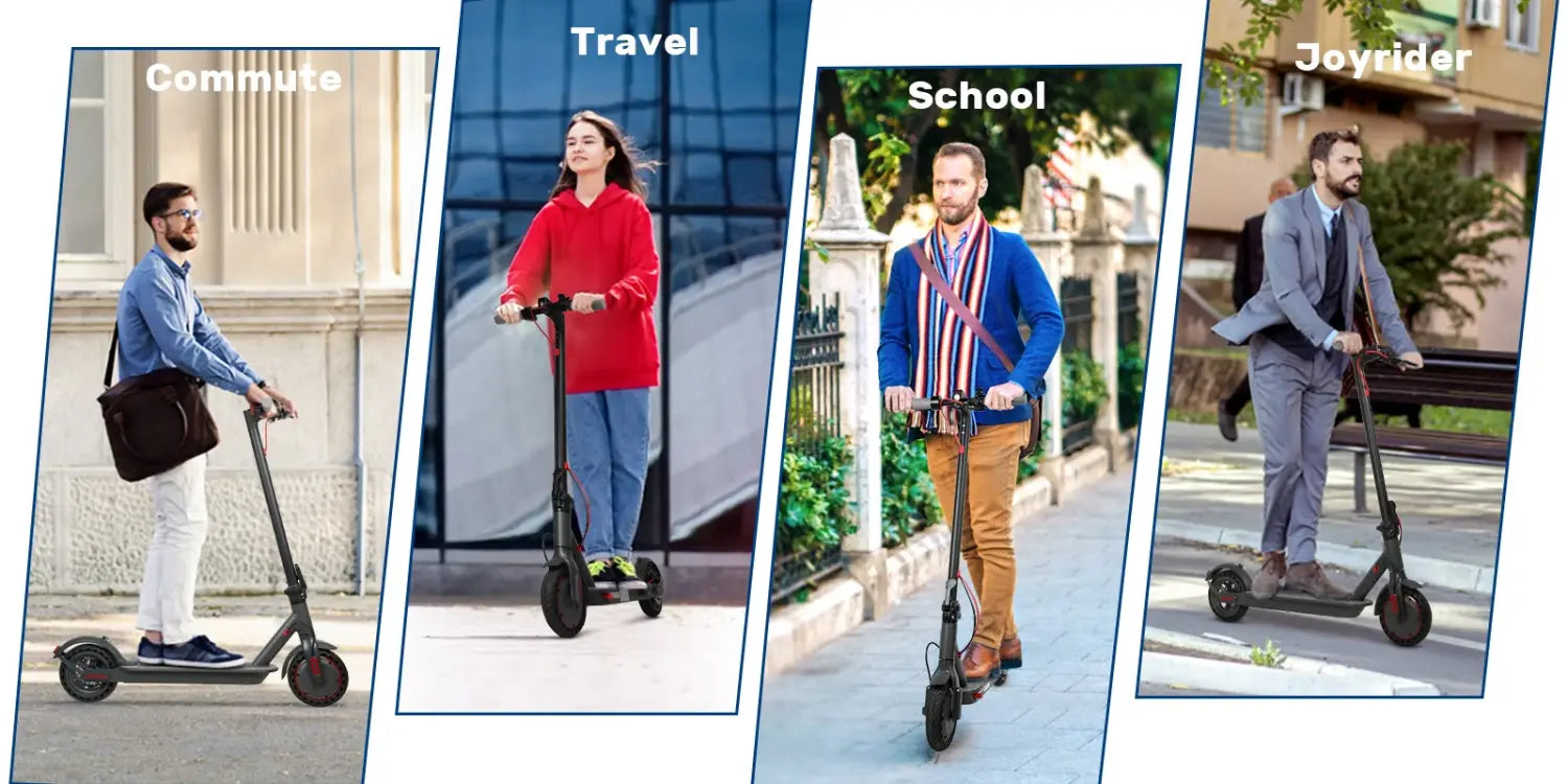 Scooter elétrica AOVOPRO Smart APP com motor potente de 350 W/500 W, alcance de 36 V/42 V, alcance de 25 a 45 km, para adultos, com duplo travão