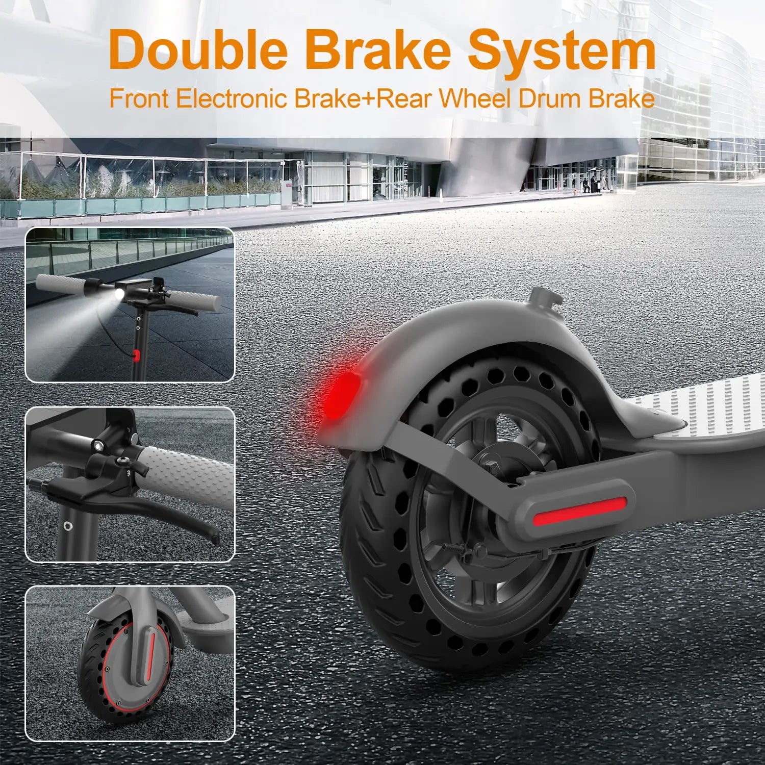 Scooter elétrica AOVOPRO Smart APP com motor potente de 350 W/500 W, alcance de 36 V/42 V, alcance de 25 a 45 km, para adultos, com duplo travão