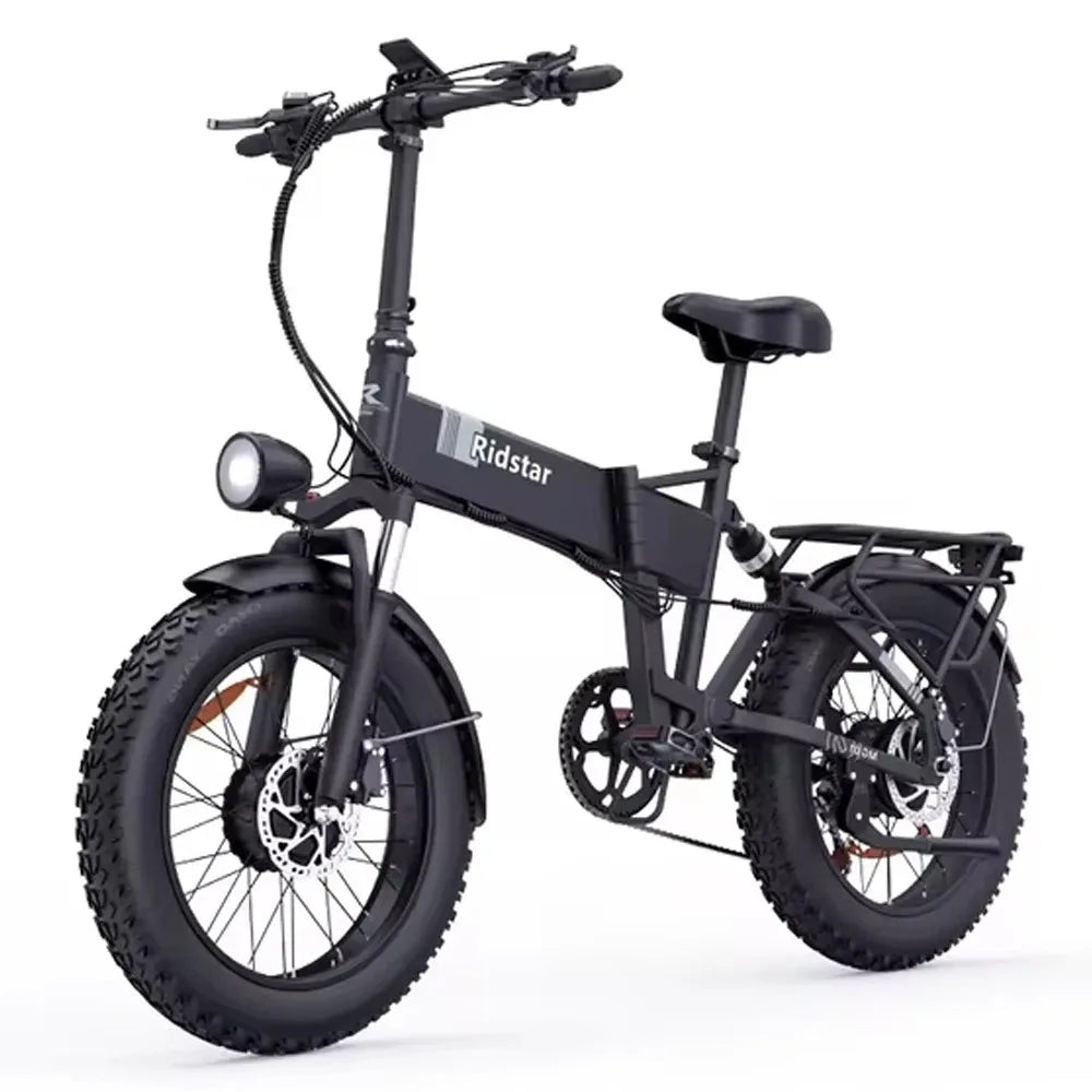 Bicicleta elétrica dobrável Ridstar H20 Pro 2000W, 48V23AH, pneu largo de 20" e motor duplo, para todo o terreno, BTT, com certificação CE, para montanha/neve