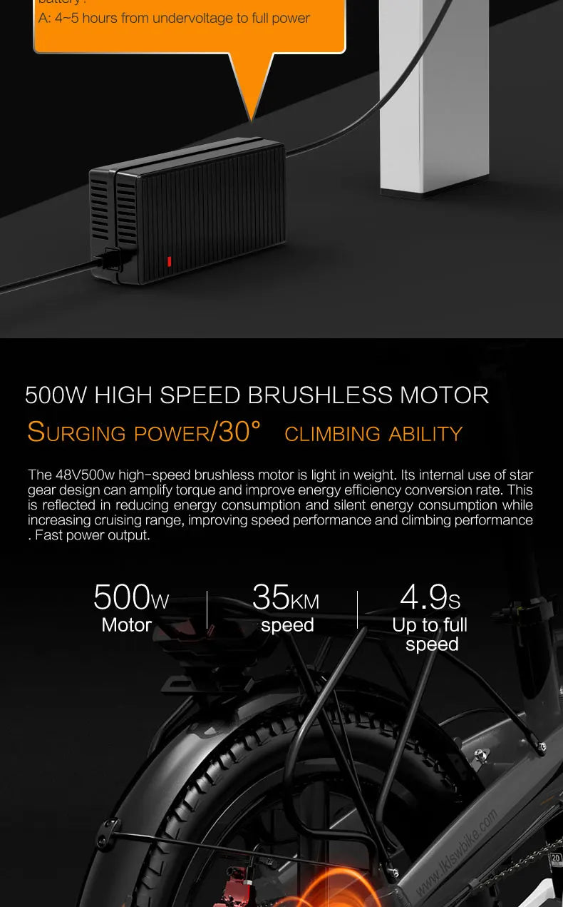 LANKELEISI G660 Bicicleta Elétrica Motor Brushless 500W Bateria de Lítio 48V12.8AH Bicicleta Elétrica Adulta Pneus de 20" City Fold E-bike