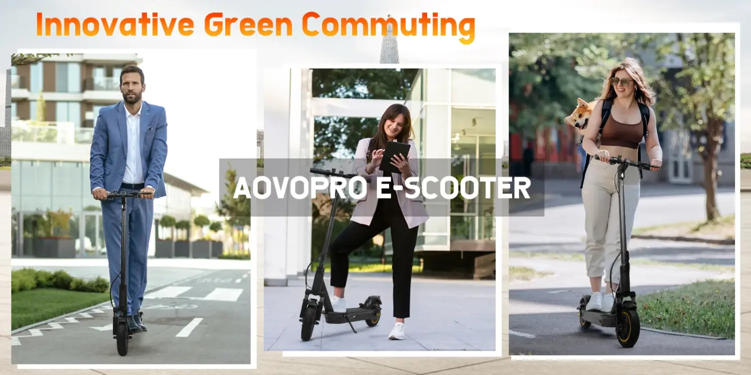 Scooter elétrica AOVOPRO Smart APP com motor potente de 350 W/500 W, alcance de 36 V/42 V, alcance de 25 a 45 km, para adultos, com duplo travão