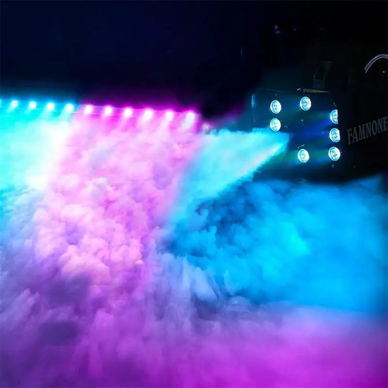 Máquina de fumo colorido de discoteca com 8/18 LEDs, 500 W RGB, ejetor de névoa de distância, DJ, Natal, festa de casamento, palco, efeitos de luz, máquina de espuma
