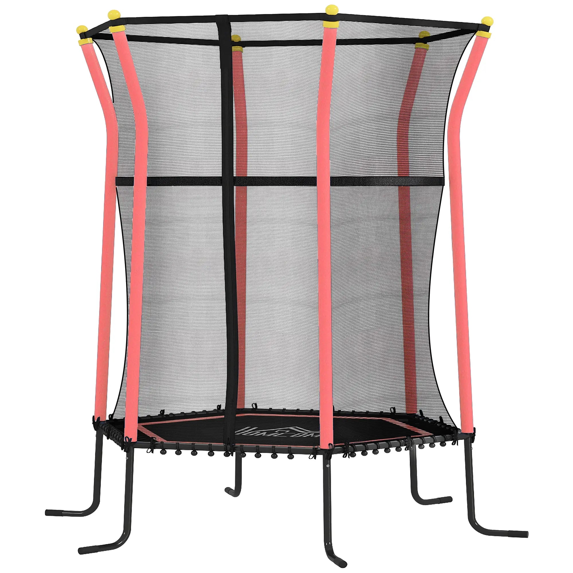 Trampolim para Crianças com Rede de Segurança e Estrutura de Aço para Interiores e Exteriores Carga 50kg Ø163,5x190 cm Vermelho