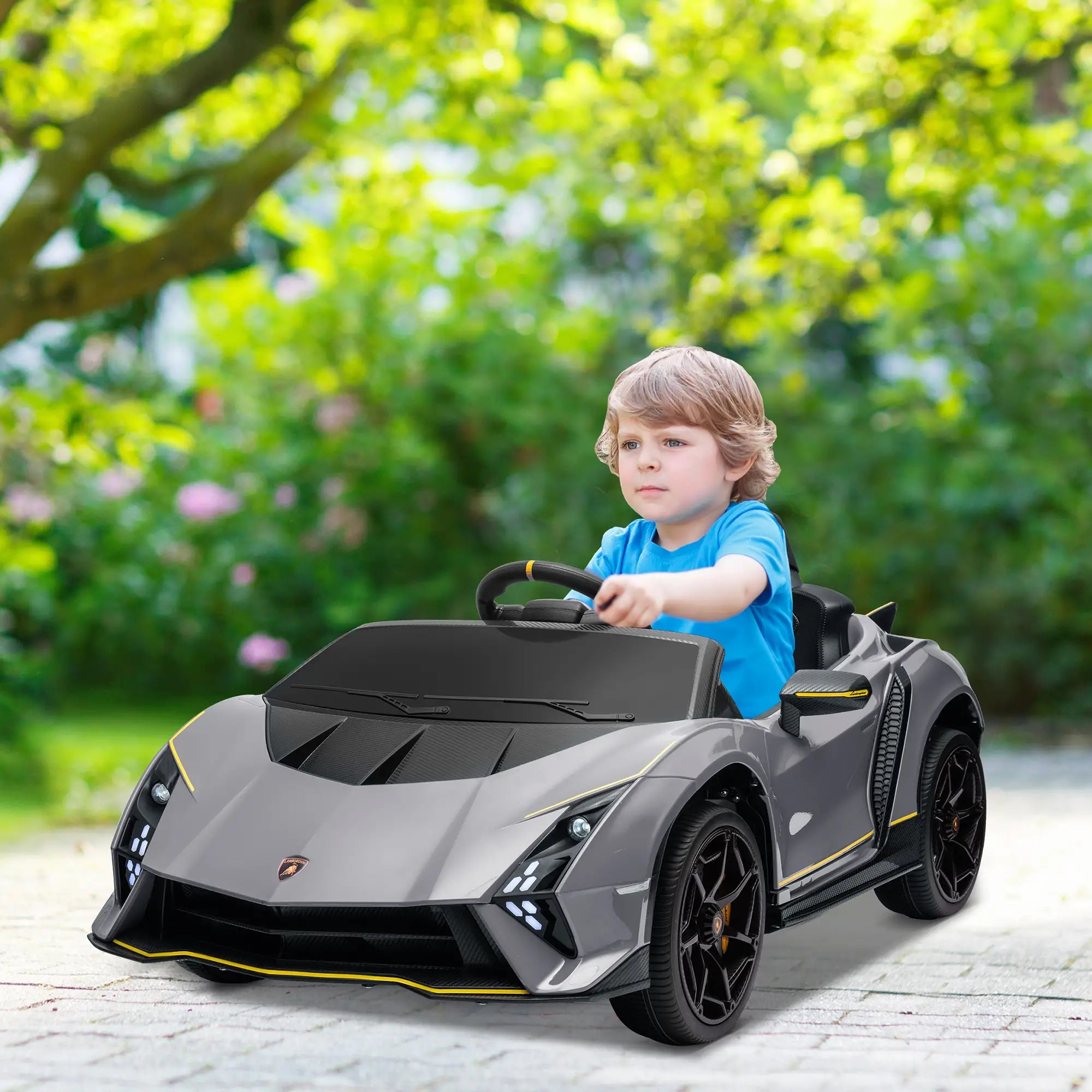Carro Elétrico para Crianças Lamborghini 12V Controlo Remoto Faróis Buzina Arranque Lento e Música MP3 114,5x64x45,5 cm Rosa