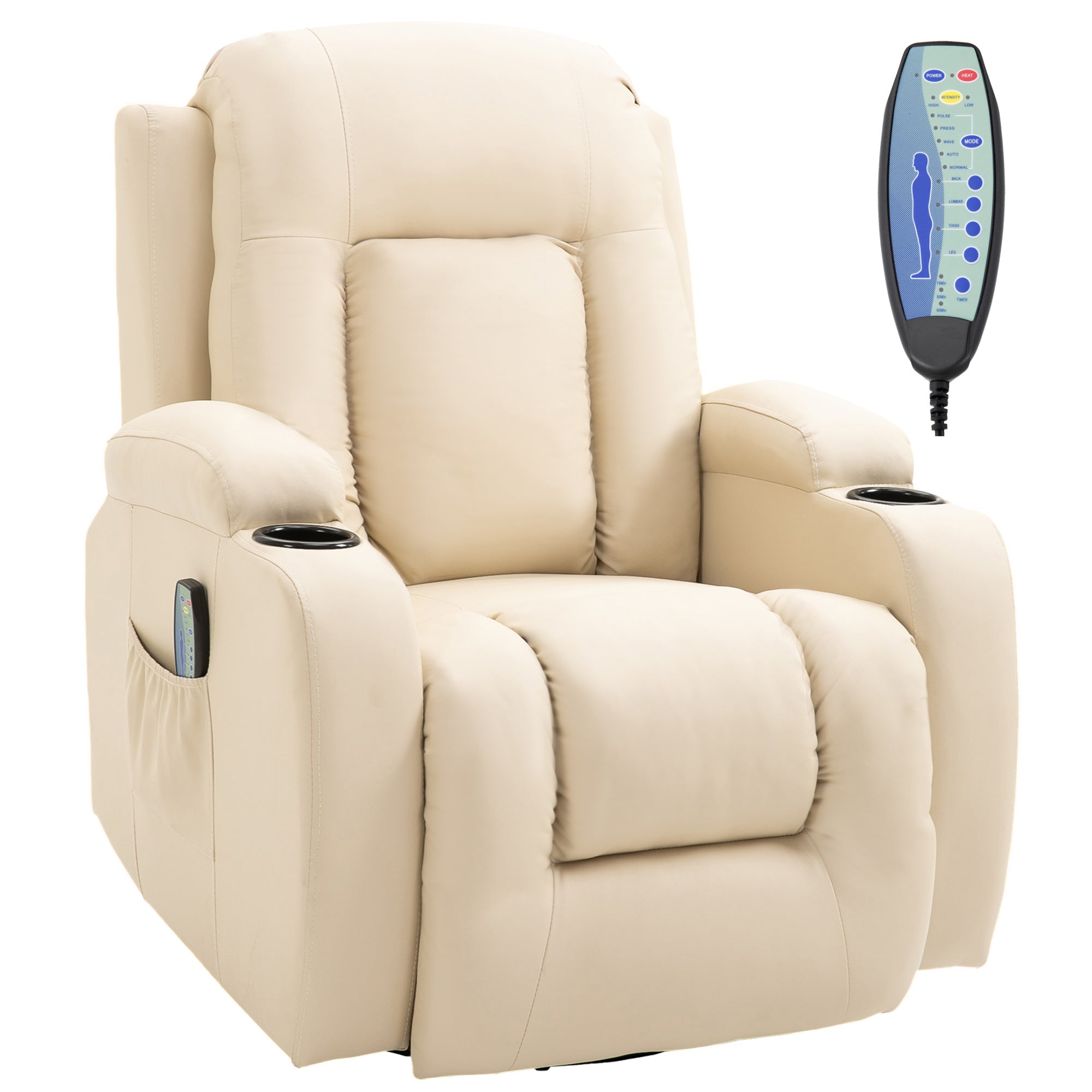 Poltrona de Massagem Reclinável até 150° com 8 Pontos de Massagem por Vibração Função de Aquecimento 85x94x104 cm Preto