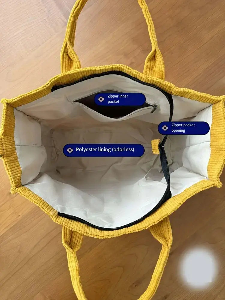 Bolsa de ombro senhora em bombazine grosso com vários bolsos para o outono e inverno bolsa simples estudantes lazer