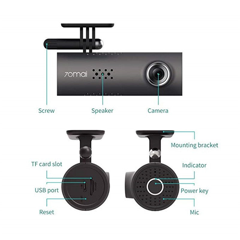 Xiaomi 70MAI 70 minutos Smart WiFi DVR 130 graus sem fio Car Dash Cam 1080p Full HD versão noturna G-Sensor gravador de direção