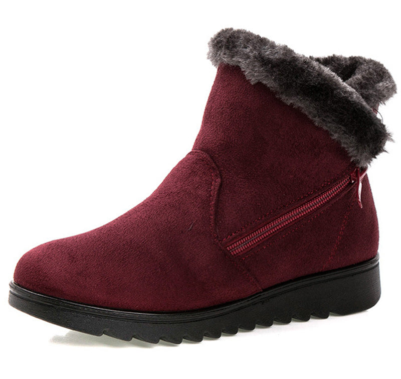 Sapatos de tecido quente para mulheres, botas de neve para idosos