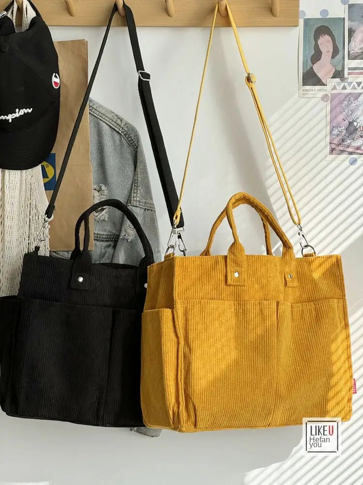 Bolsa de ombro senhora em bombazine grosso com vários bolsos para o outono e inverno bolsa simples estudantes lazer