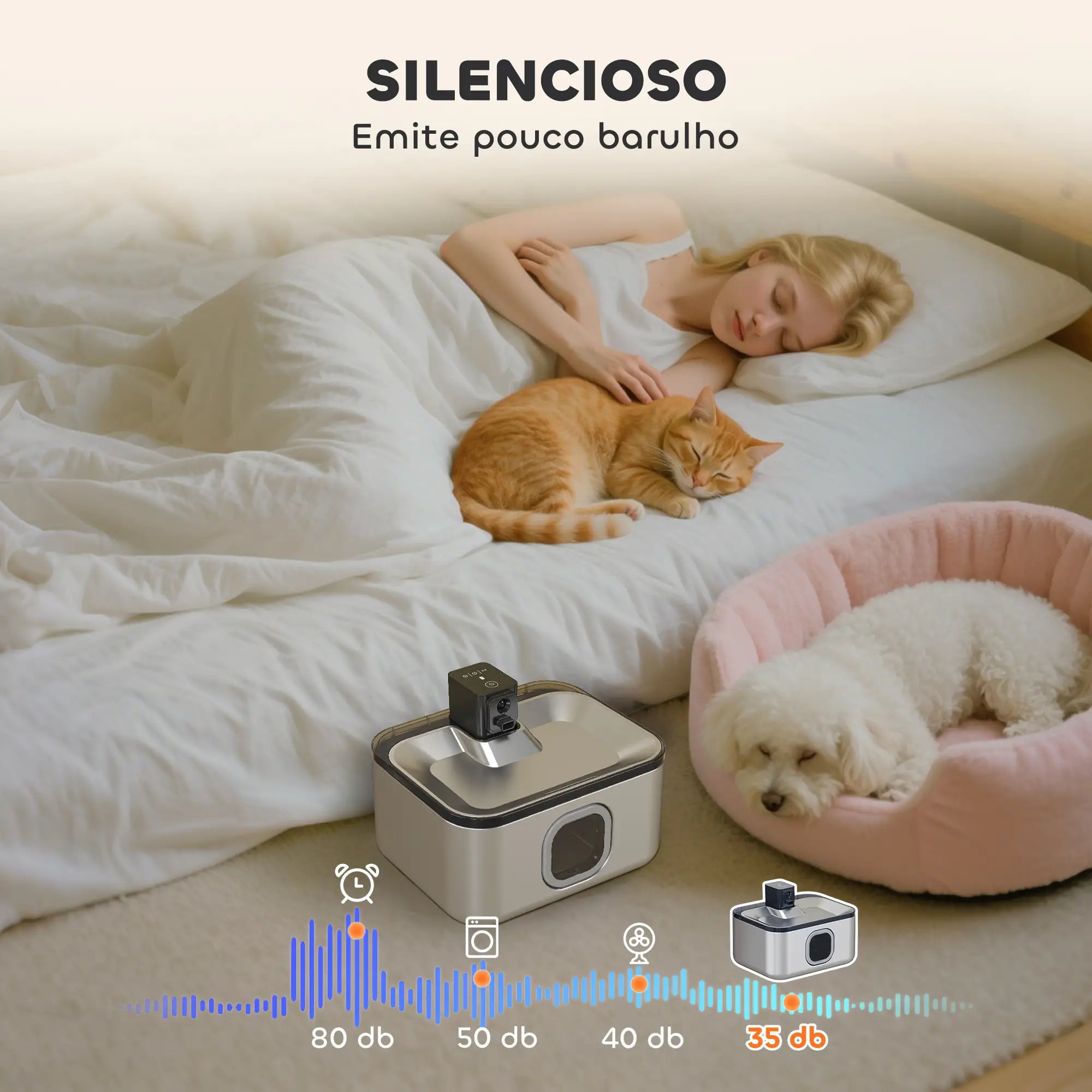 Fonte de água para gatos inox 5L com sensor LED e filtro