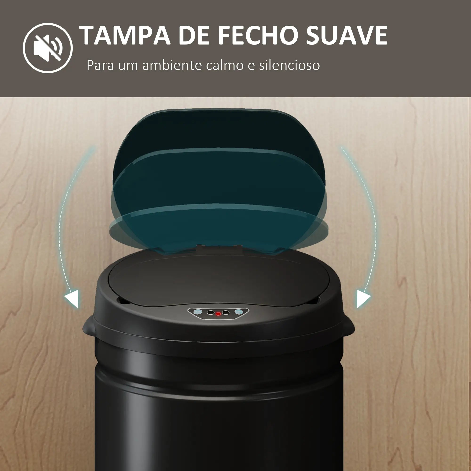 Balde de lixo de cozinha automático 30L inox sensor preto