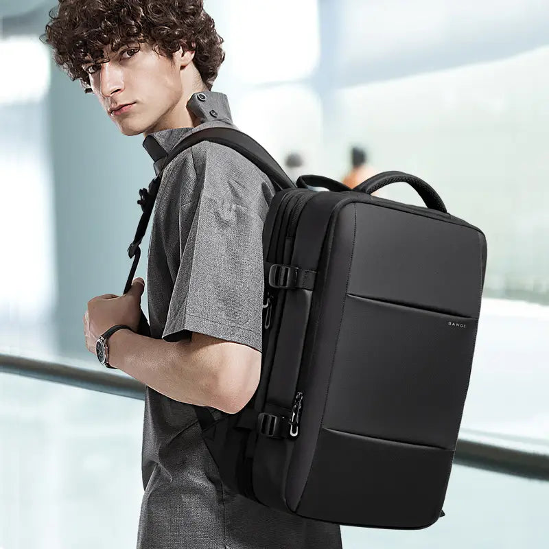 Mochila para homem para estudantes universitários, mochila para computador, grande capacidade, para viagens de negócios, impermeável e expansível